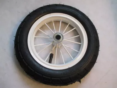 Kolečko ke kočárku kovové nafukovací 10" - bílé - s ložiskem.
