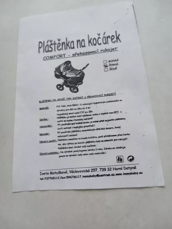 Pláštěnka na hluboký kočárek COMFORT.