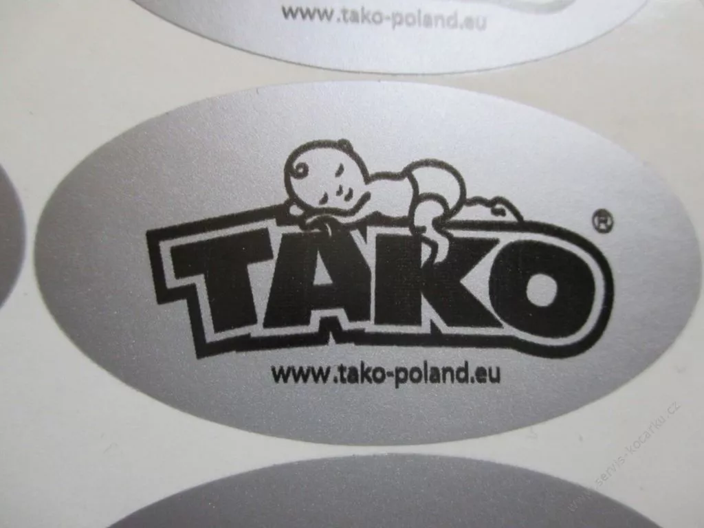 Nálepka TAKO stříbrná.
