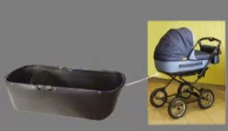 Plastová gondola dětského kočárku - černá.